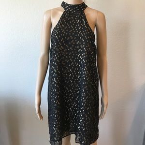 Chelsea 28 Black and Gold Dot Dress
